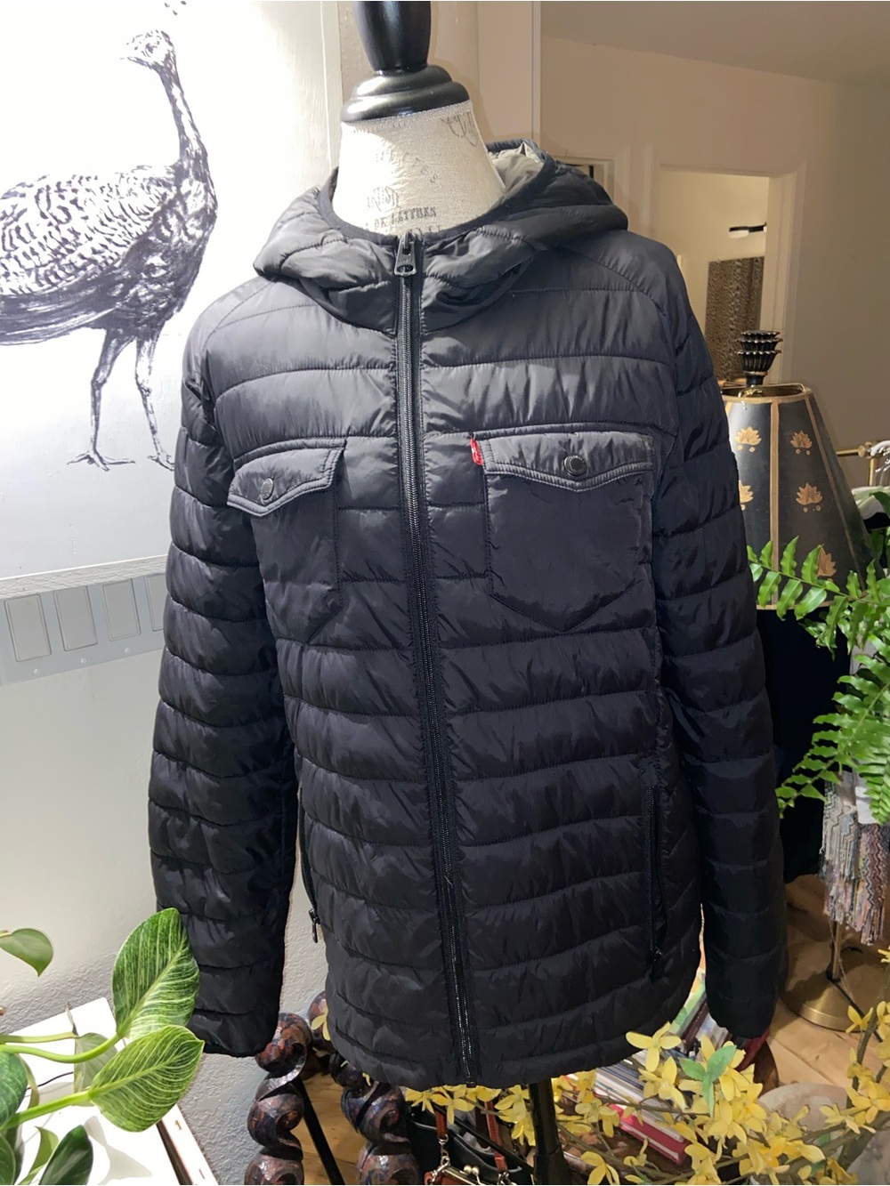 Levi's Black Quilted Hooded Puffer Jacket